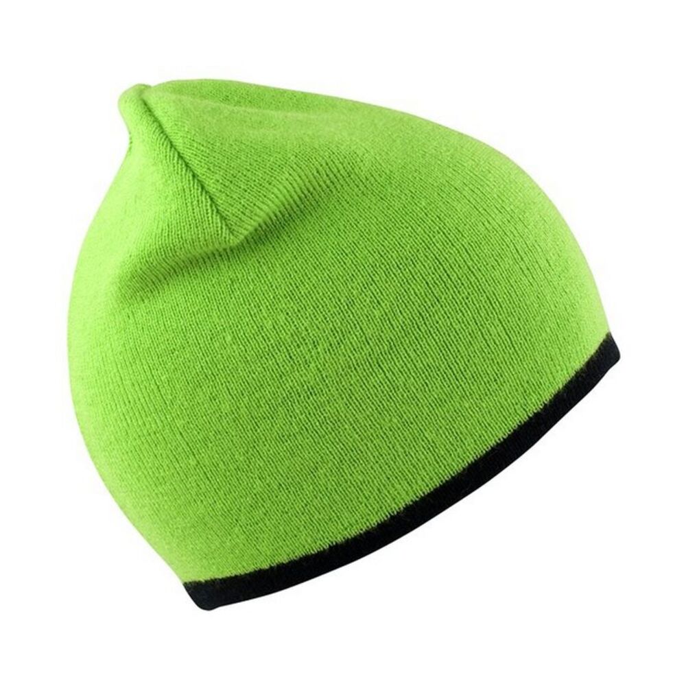 Result Winter Essentials Unisex Adult Reversible Fashion Beanie / Lime/Black